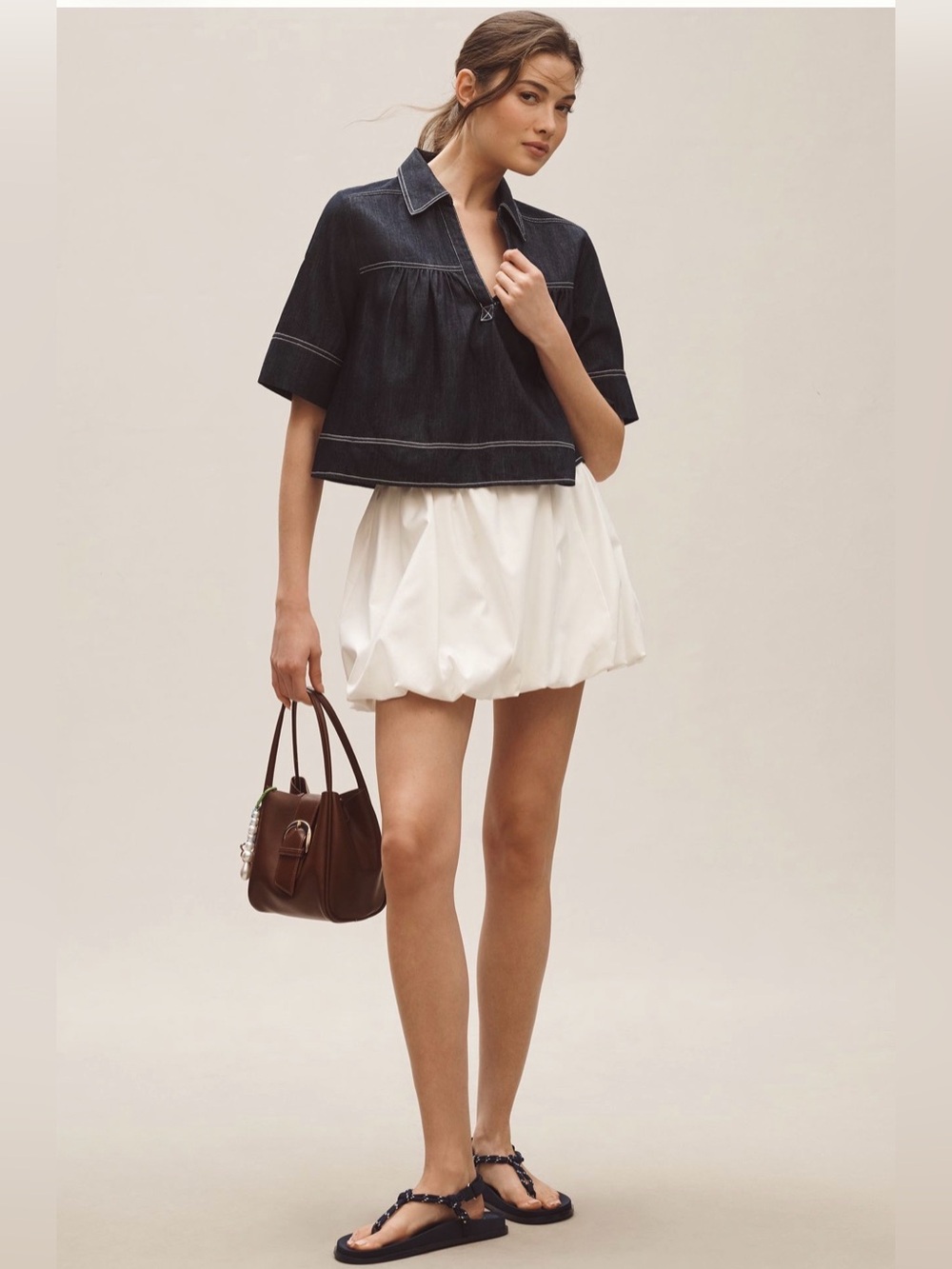 Pilcro short sleeve denim swing top size S - Picture 3 of 5